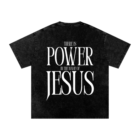THERE IS POWER Snow Washed Oversized Cotton T-Shirt