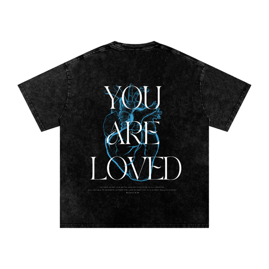 YOU ARE LOVED Acid Wash Oversize T-Shirt - 250 GSM
