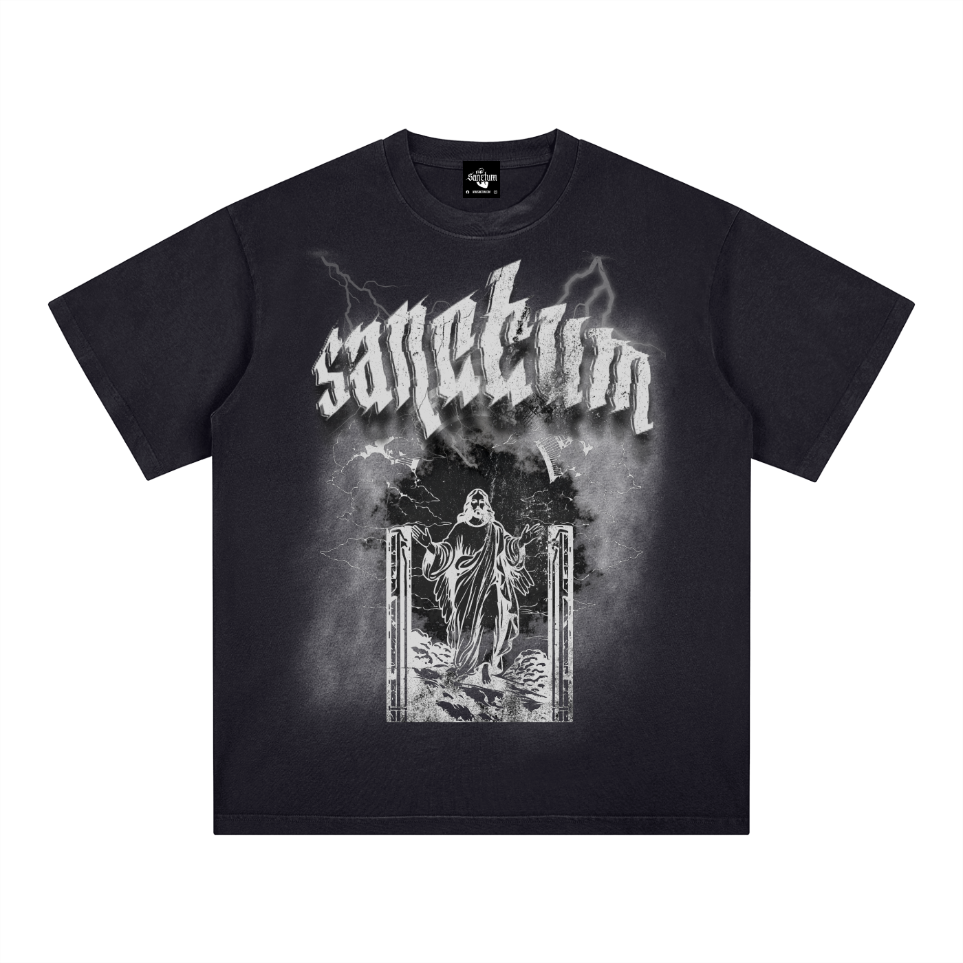 SANCTUM 2  Square Patch Monkey Washed T-Shirt