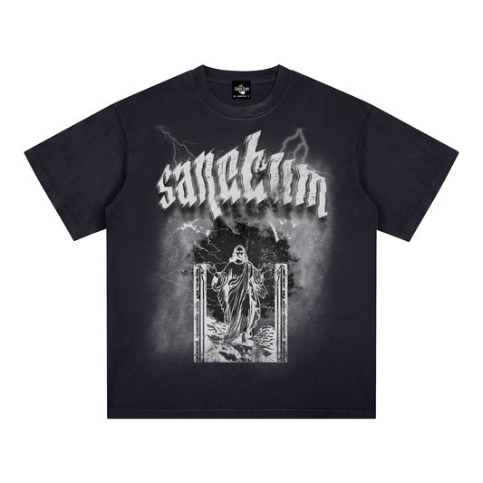 SANCTUM 2  Square Patch Monkey Washed T-Shirt