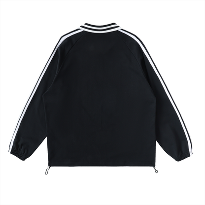 Jesus Contrast Striped Lapel Collar Sweatshirt