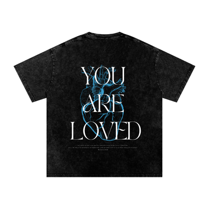 YOU ARE LOVED Acid Wash Oversize T-Shirt - 250 GSM