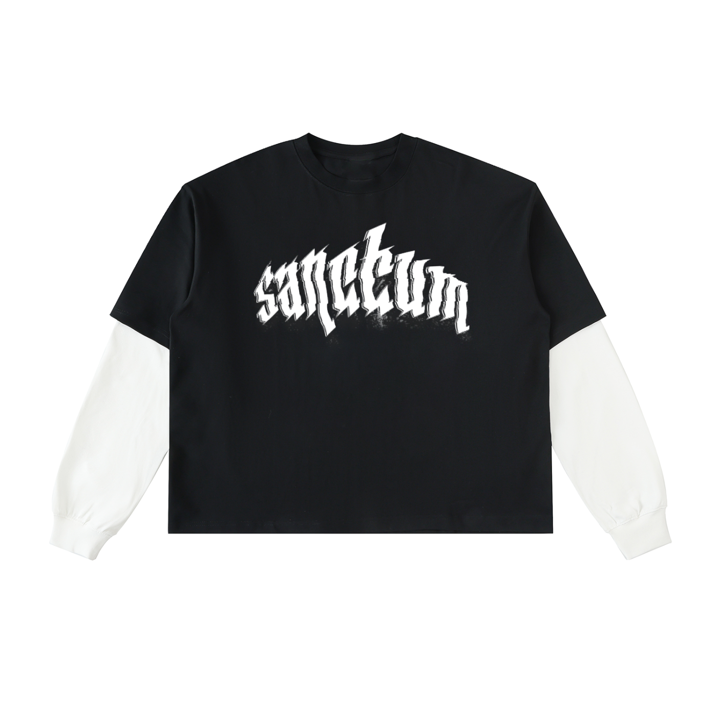 Sanctum Layered Contrast Sleeve Cotton T-Shirt