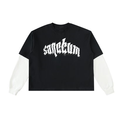 Sanctum Layered Contrast Sleeve Cotton T-Shirt