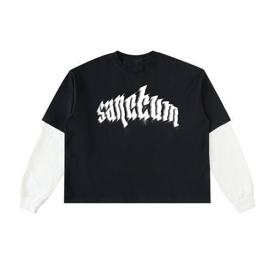Sanctum Layered Contrast Sleeve Cotton T-Shirt