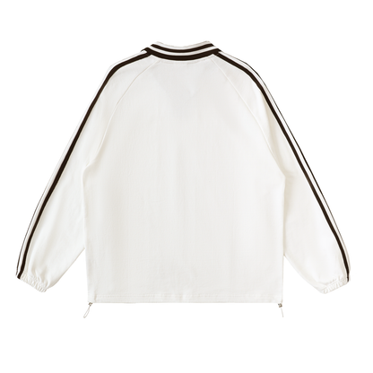 Holly Spirit Contrast Striped Lapel Collar Sweatshirt