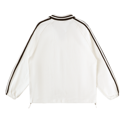 Holly Spirit Contrast Striped Lapel Collar Sweatshirt